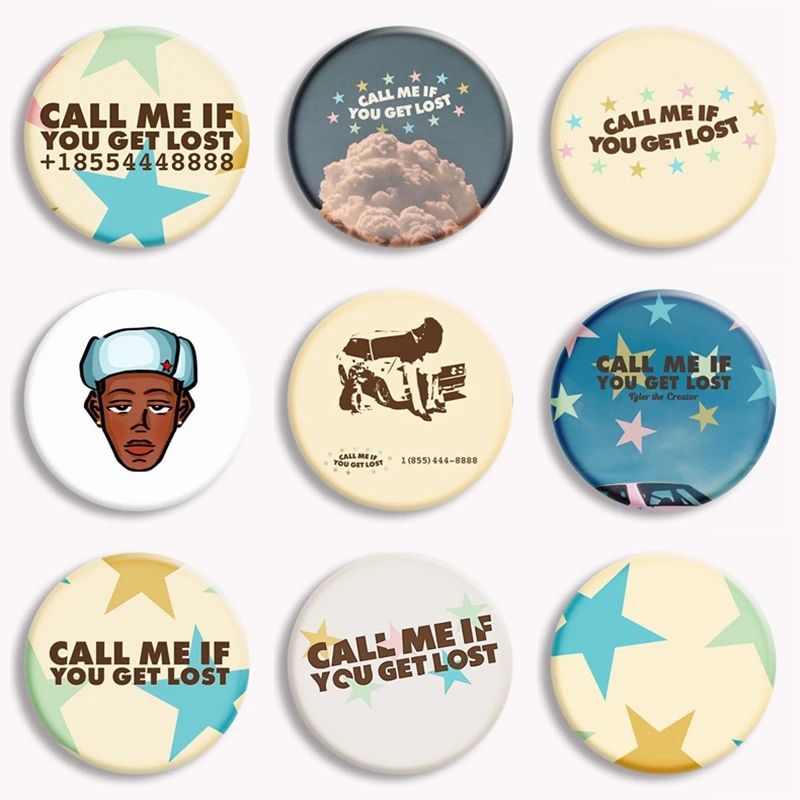 Pop Rapper Tyler The Creator Album Cover Aesthetic Soft Button Pin Creative Call Me If You Lost Brooch Badge Bag Decor Fans Gift