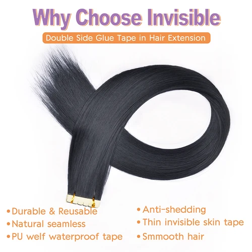 Imagen 2 del producto Cinta sintética en extensiones de cabello, Mini cinta de pelo liso, cinta adhesiva Invisible de color en extensión de cabello, 10 unidades por paquete