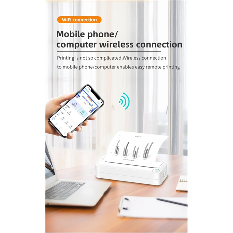 New-X8 A4 Small Household Portable Smart Printer Ink Free Thermal Sensitive Bluetooth Wifi Version Connectable Mobile Phone