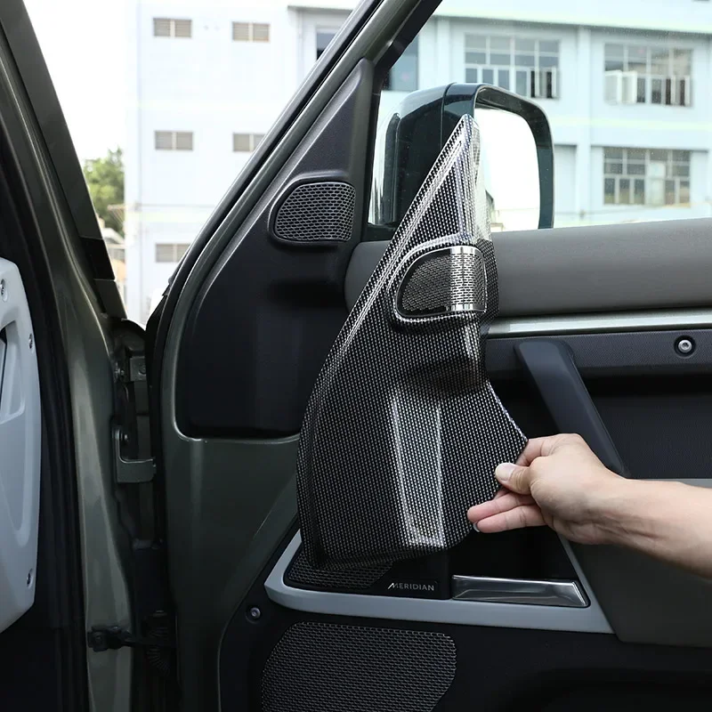 

For Land Rover Defender 90 110 130 2020-2024 ABS Carbon Fiber Car Door A-pillar Speaker Horn Decoration Cover Car Accessories