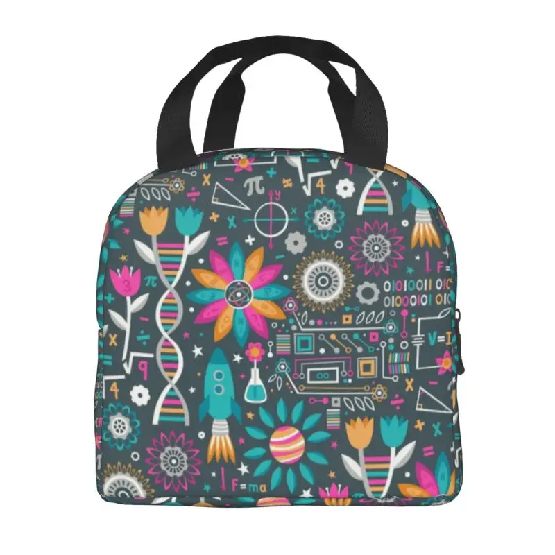 زهور وسيقان-حقيبة غداء معزولة حرارية ، صندوق طعام ، محمول ، كيمياء ، بيولوجيا ، علوم ، معلم ، تنزه ، تخزين #2
