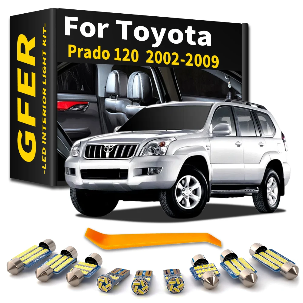17Pcs GFER Complete LED Bulb Interior Reading Door Light Kit For Toyota Prado 120 LC120 2002 2003 2004 2005 2006 2007 2008 2009