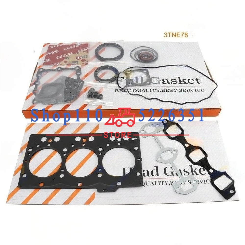 Full Gasket Set+Piston 3TNE78 Kit For Overhaul Rebuild Kit 3TNE78A Piston Rings Cylinder Liner Engine Parts