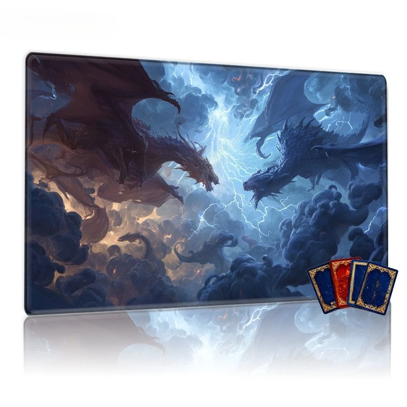 Game mouse pad, featuring an epic dragon battle theme design, is specially designed for CCG, TCG and RPG games. slip-resistant