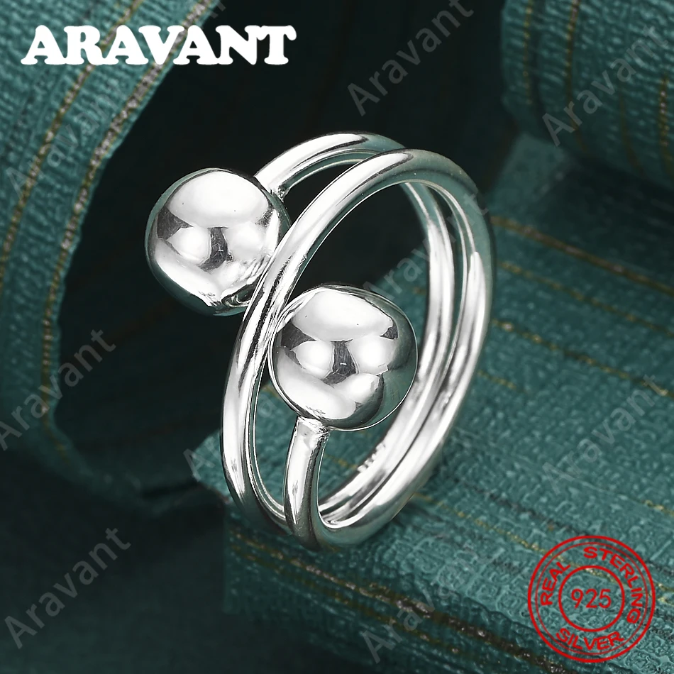 

925 Sterling Silver Solid Small Bead Ring With Open Design - A Unique Gift For Women, Versatile For Events And Jewelry