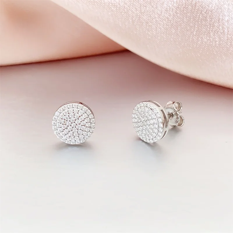 

Iced Out Moissanite Diamond Circle Earrings Screwback Women Men 925 Sterling Silver D Color Moissanite Stud Earrings Wholesale