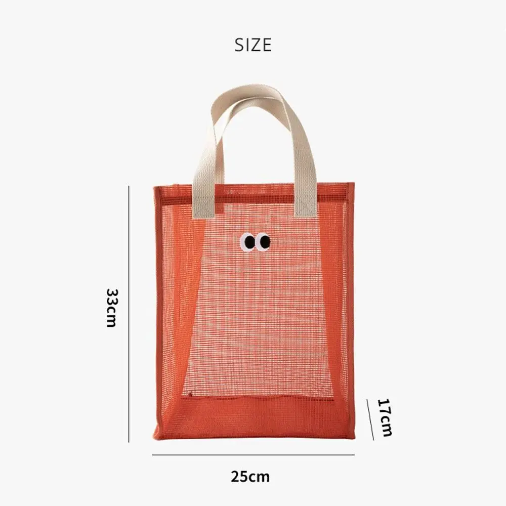 Travel Mesh Handbag Multifunctional Large Capacity Cartoon Big Eyes Beach Storage Pouch Cosmetic Bag Portable Wash Bag Swim