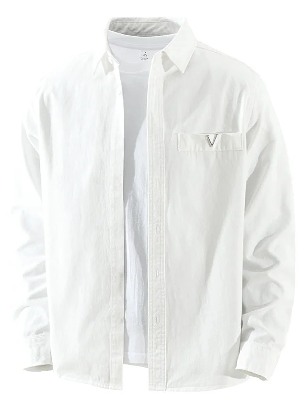 

Loose Fit Cotton Long Sve Embroidered Letter Men's irt Casual Versatile Faionable Japanese Sle Pure Cotton Collared ...