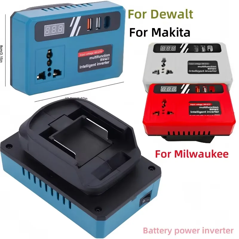 

Инвертор мощности от 18 В до переменного тока 220 В для аккумуляторов Makita/DeWalt/Milwaukee 18 В, инвертор литиевой батареи генератора электростанции