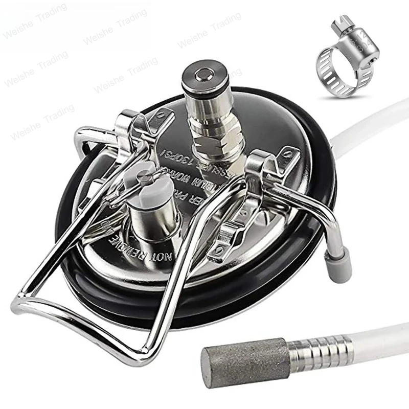 

Lid Assembly forKeg, Stainless Steel Carbonating Keg Lid (Beer Carbonator) with 2 Micron Diffusion Stone