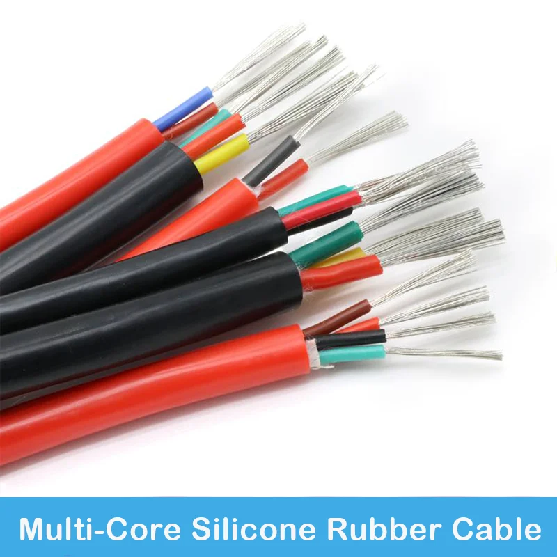 

1/5M Sq 0.3 0.5 0.75 1 1.5 2 4mm Ultra Silicone Rubber Cable 2 3 4 6 Cores Insulated Flexible Copper High Temperature Wire