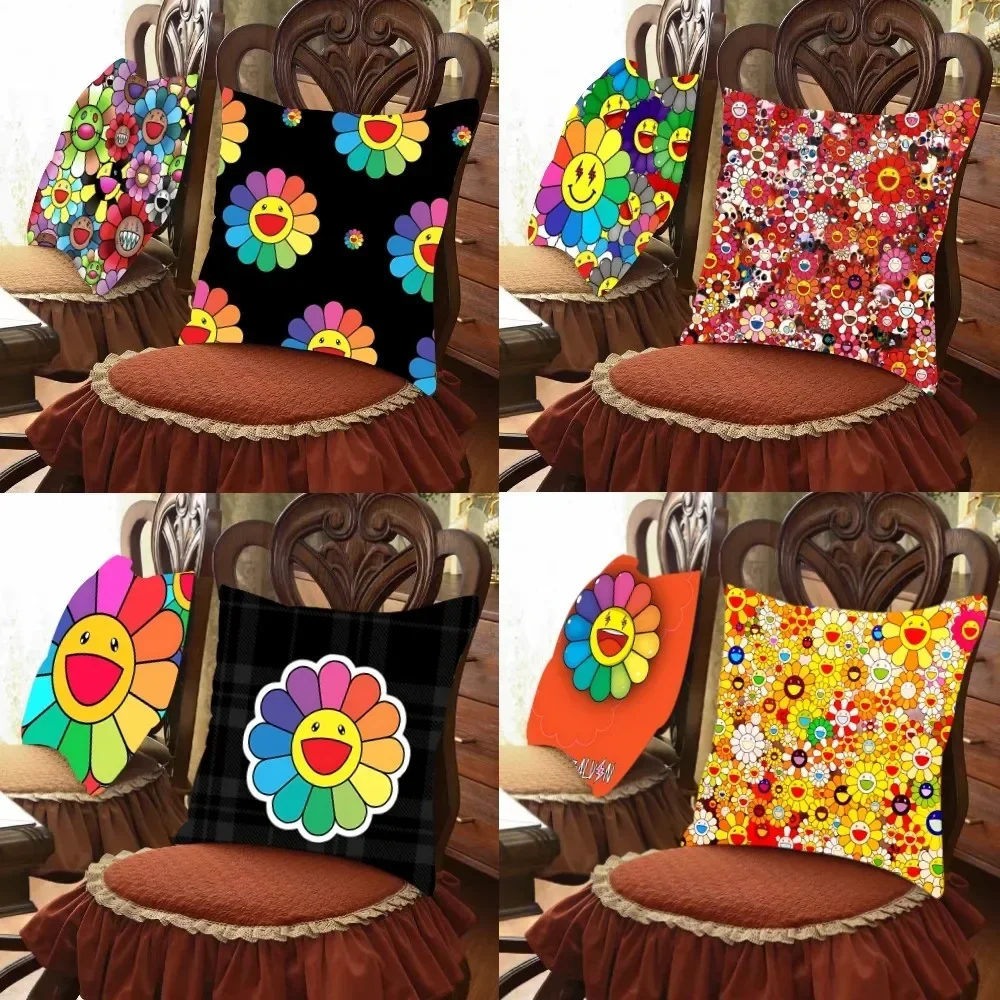 Takashi Murakami Pillow Case Throw Pillow Cover Nordic Vintage Style Cushion Covers Home Living Room Sofa Couch Seat Decor