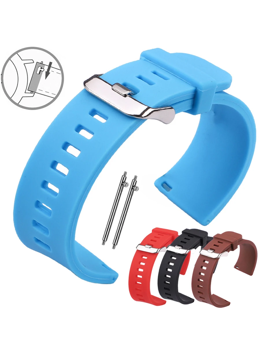 Quick Release Silicone Watch Strap Waterproof Soft Rubber Band  18mm 20mm 22mm 24mm Sports Smart Watches Available in 5 Colors