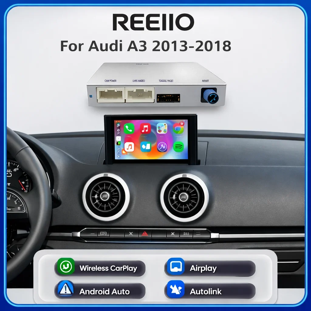 Android Auto et CarPlay sans fil pour Audi A3 2013-2018 avec Mirror Link, AirPlay, Bluetooth, USB, navigation et module caméra de recul