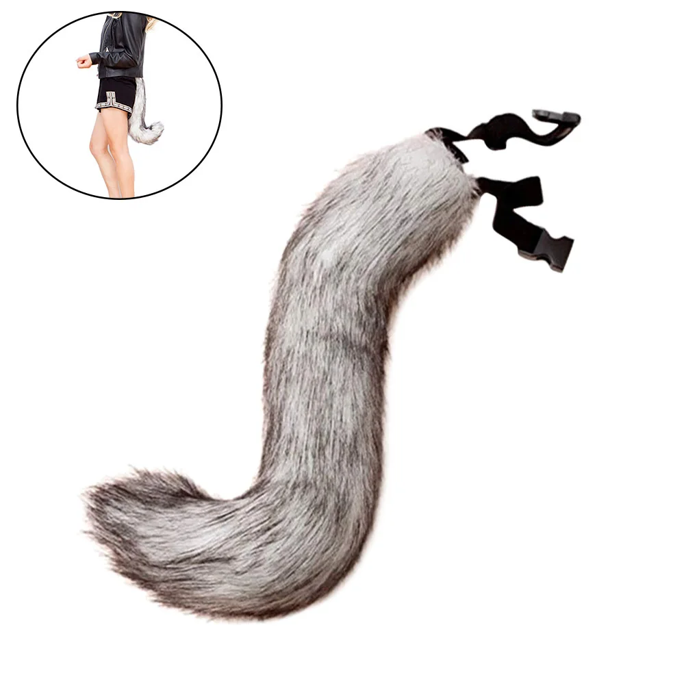 

1pc Adjustable Faux Adjustable Tail Tail For Halloween Party Cosplay Costume Animal Dress Up Unisex Accessory Grey