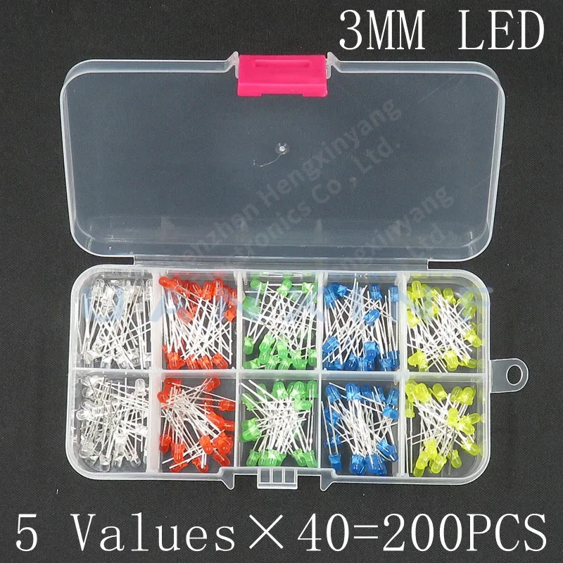 100PCS 3MM 5MM LED F3 F5 round super bright red, green, yellow, blue and white LED 20 each