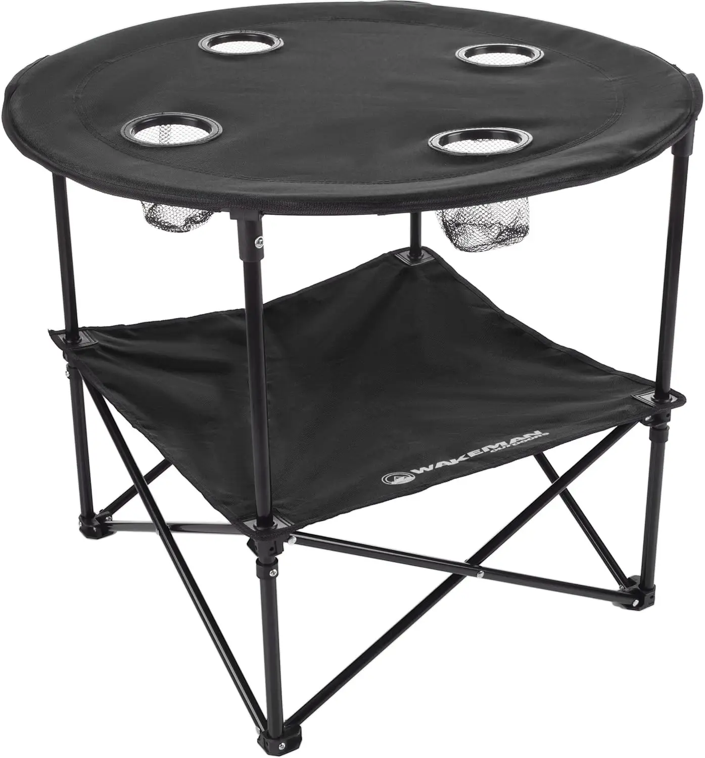 

2-Tier Folding Camping Table with 4 Cupholders & Carry Bag - Black