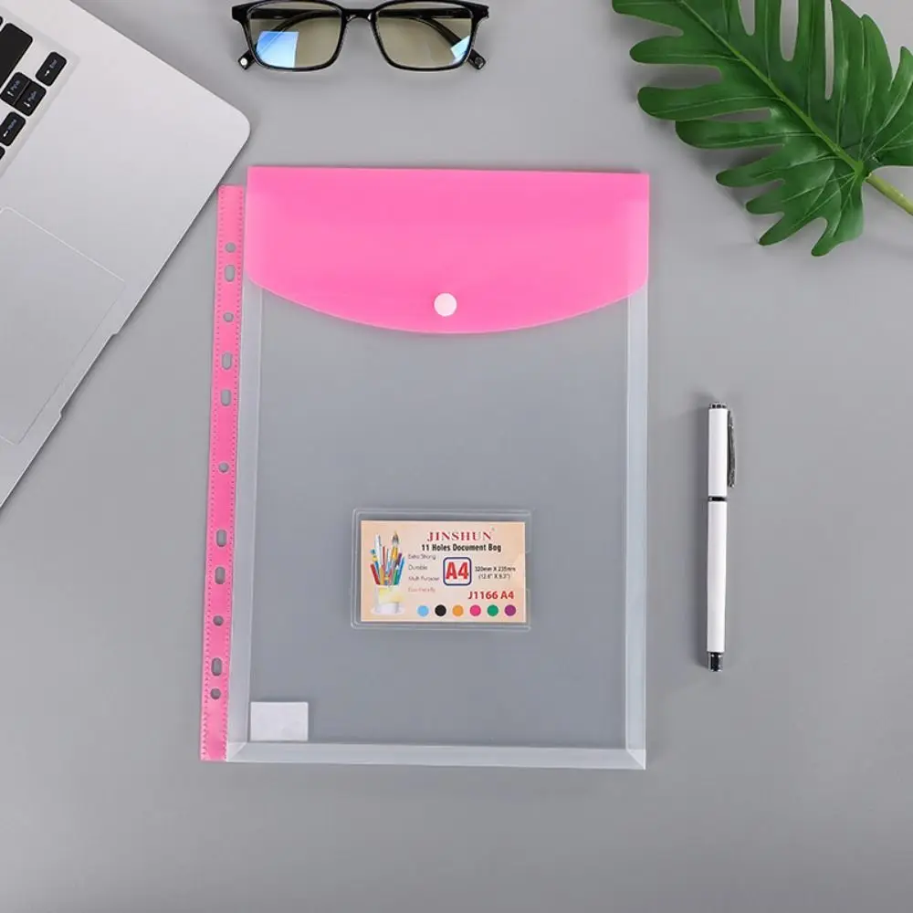 Loose Leaf A4 Expandable Binder Pocket Waterproof 11 Holes Files Envelope Bags Simple Colorful Binder Punched Pockets