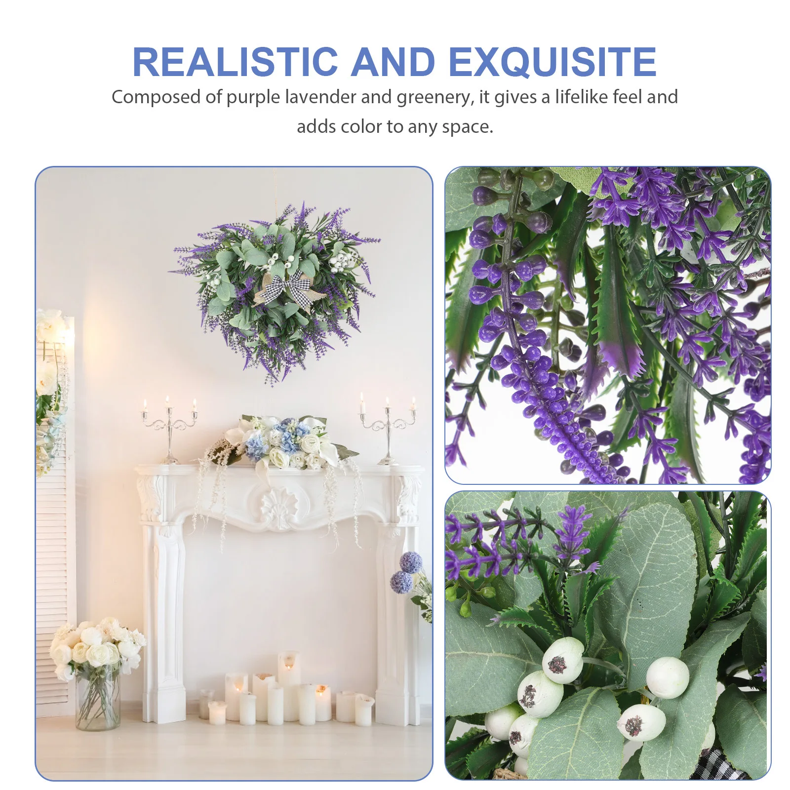 

Lavender Simulation Leaf Wreath with Uv Protection Perfect for Front Door Wedding Party Hanging Spring Decoration Home Use