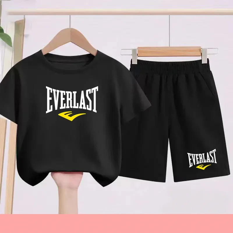 T-shirt d'été pour garçons et filles, manches courtes sportives pour enfants de 7 à 13 ans, pantalons à caractères, confortables
