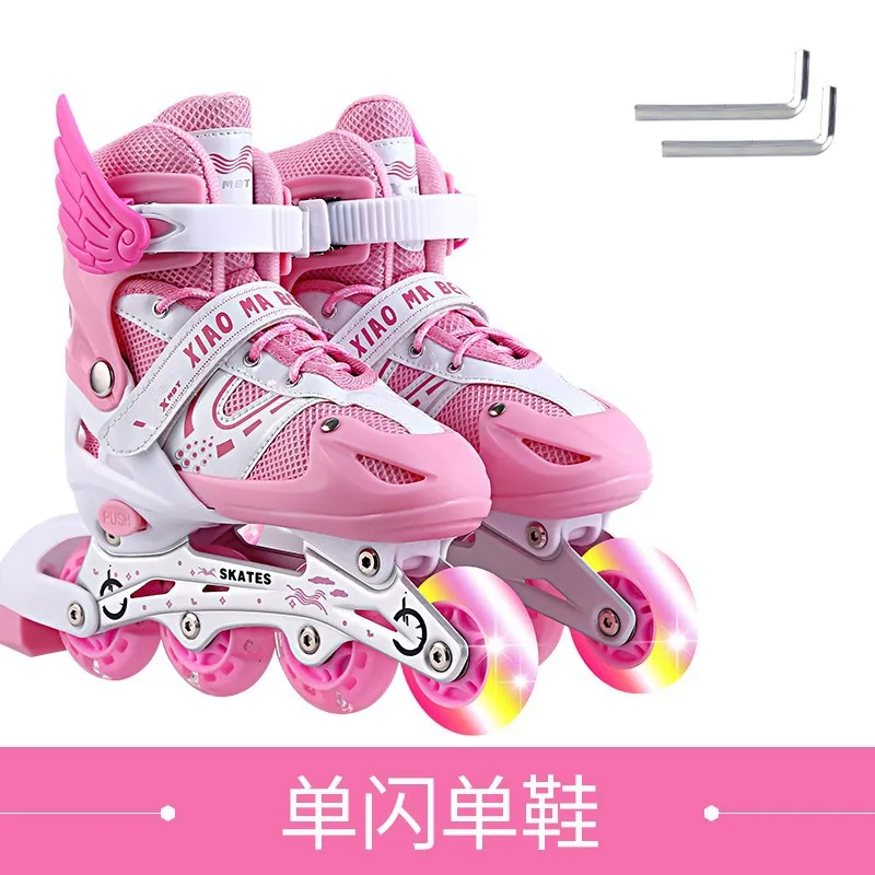 Chaussures de Patinage pour Enfant Garçon et Fille, Patins à Roulettes en PVC, Flash Unique, Ajustable, une Pièce, Vente en Gros, Livraison Directe