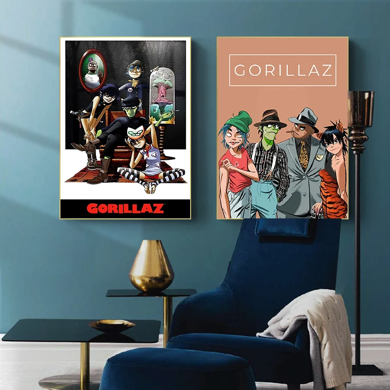 Virtual Characters Rock Band Gorillaz Music Posters Prints Canvas Painting Hip Hop Wall Art Picture Bedroom Home Decor Fans Gift view 3