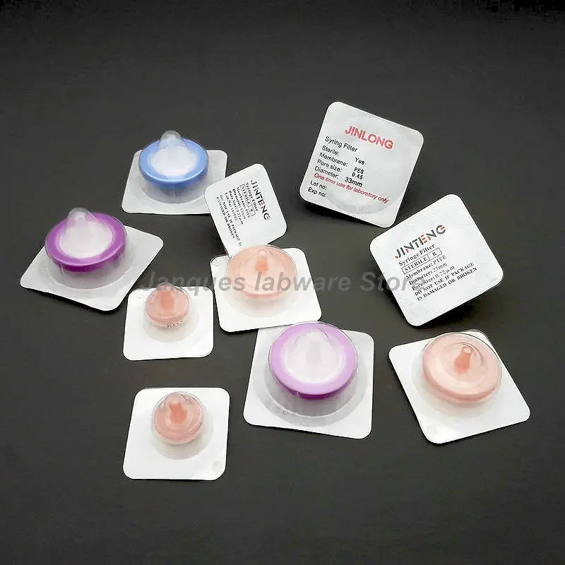 50pcs/lot 13/25/33mm Nylon/PES/PTFE Disposable Sterile Syringe Filter Aperture 0.22um/0.45um Membrane Needle filter