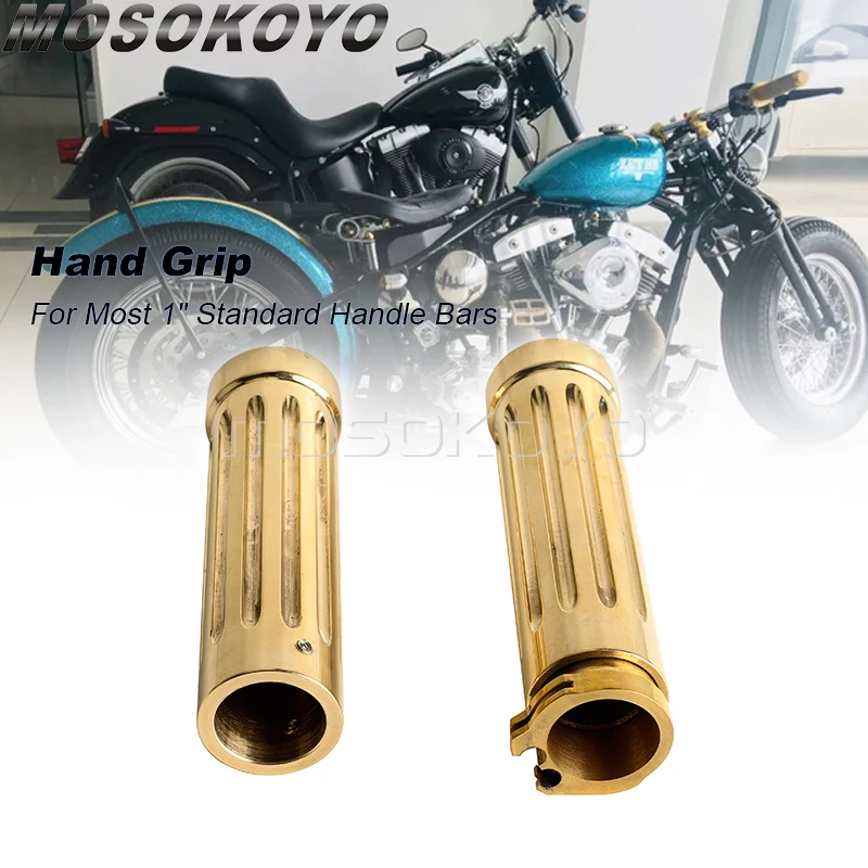 

1" 25mm Motocycle Solid Brass Handle Bar Hand Grips For Harley Sportster XL 883 1200 Cruiser Bobber Chopper Old School Scrambler