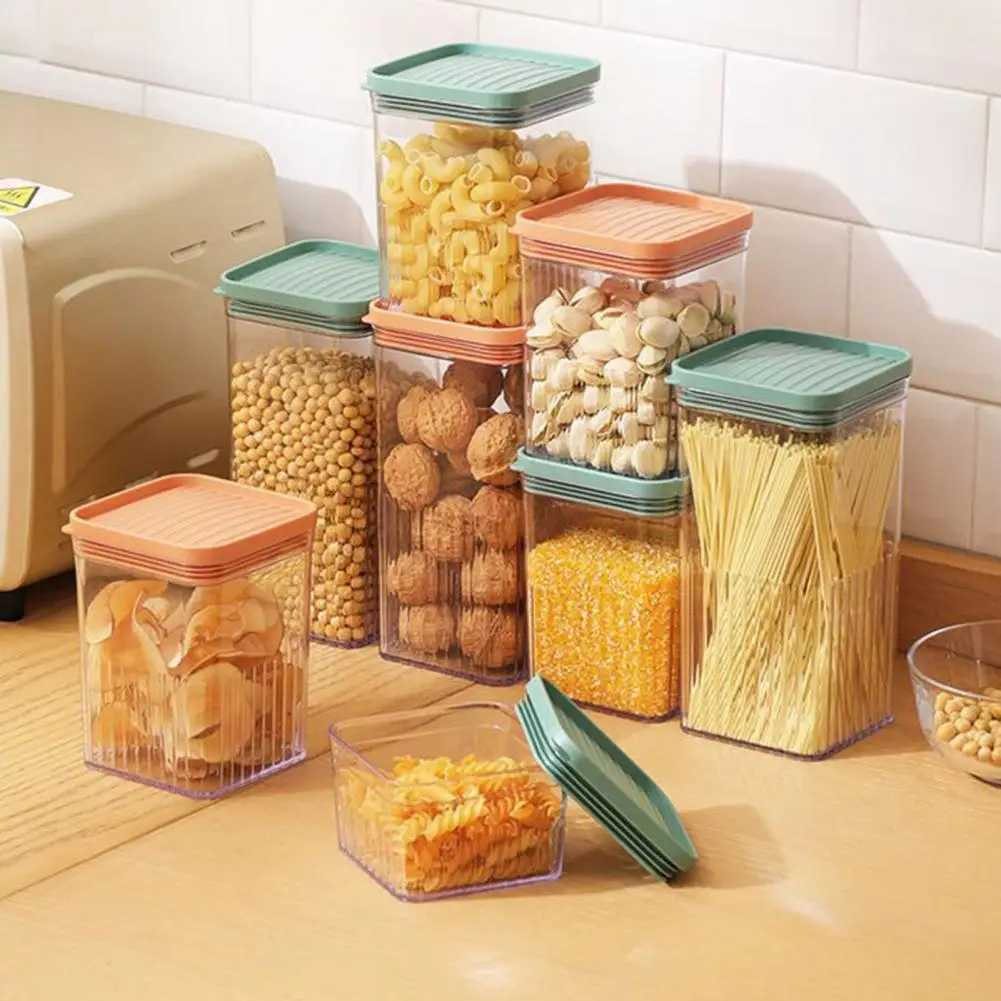 Kitchen Pasta Spaghetti Sealed Storage Jar Dispenser Large Transparent Container Box For Dried Fruit Nut Snacks Rice Grain