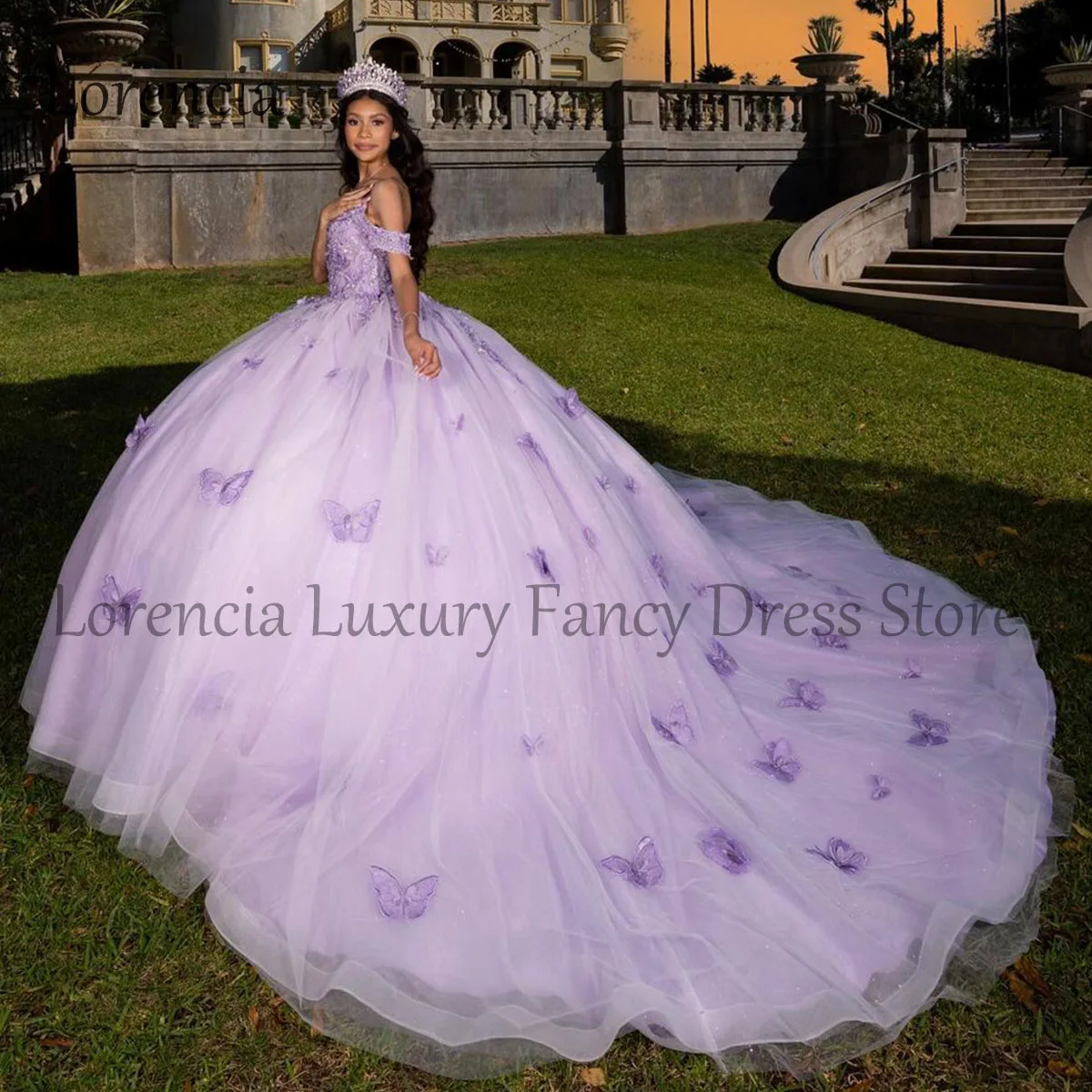 Sparkly Quinceanera Dress Ball Gown Appliques Off The Shouldr Flower Beading Sequins Puffy Sweet 15 16 Dress Vestidos De XV Anos