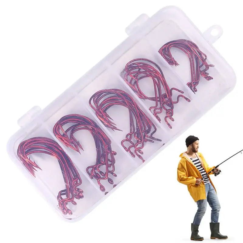 Fishing Hooks Set Metal Outdoor Fishing Hooks 50PCS Portable Fishing Hooks With Storage Box Wear-Resistant Fishing Gears For