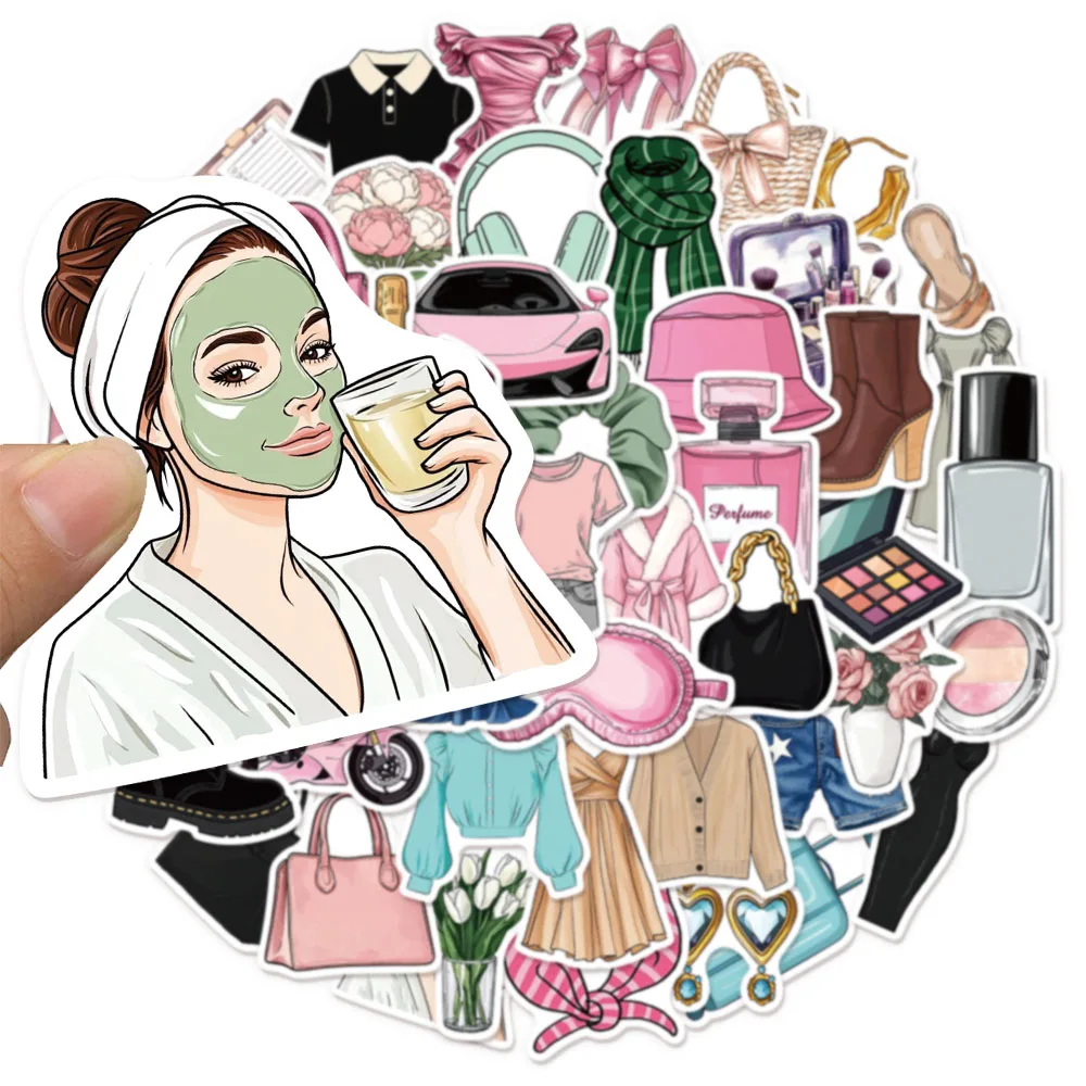 50 pièces série thème vie autocollants créatifs bricolage bagages cahier tasse d'eau étiquette autocollants