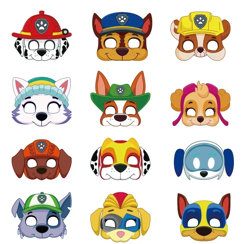 

12 Pcs/set Paw Patrol Cartoon Party Masks Kids Toys Paw Patrol Skye Chase Marshall Costume Birthday Party Masks Child Toys Gifts