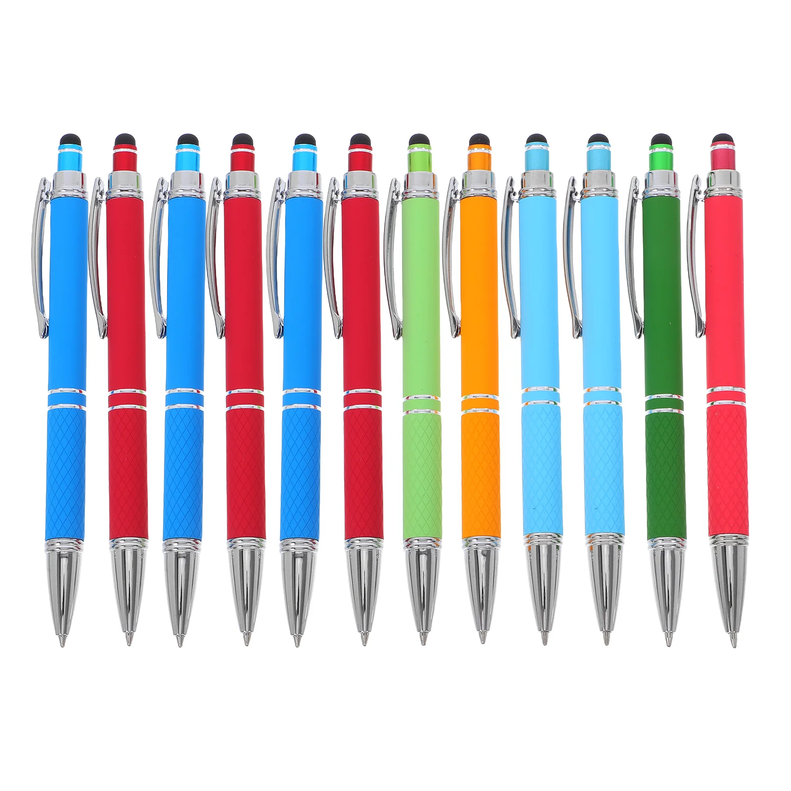 

12 Pcs Metal Ballpoint Pen Ink Pens Medium Cartoon with Stylus Tip Blue Multi Stationery