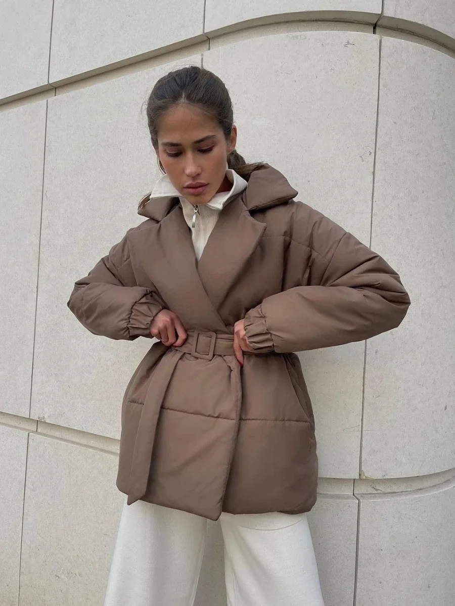 Bornladies Women's Cotton Puffer Jacket Winter Loose Parkas Coat Vintage Bread Jacket Outwear Office Ladies Warm Quilted Jacket