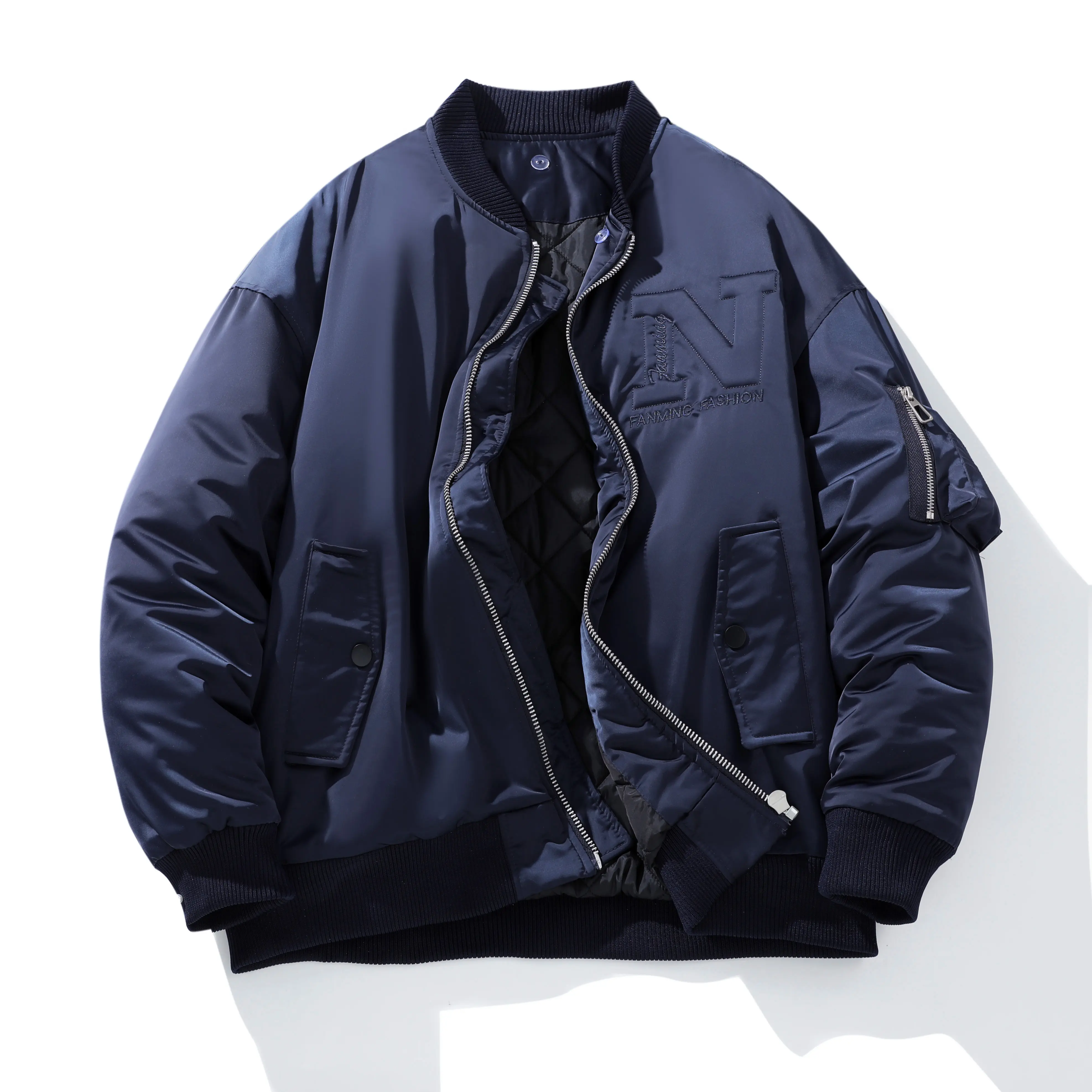 American Letter Embroidered Baseball Uniform Men's and Women's Pilot Jacket Cotton-Padded Winter Retro Loose Thick Cotton Coat