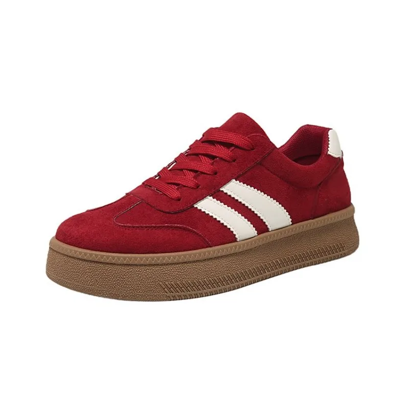 Damen-Sneaker aus Wildleder mit dicker Sohle, rutschfest, atmungsaktiv, zum Schnüren, Low-Top, All-Match, für den täglichen Gebrauch, Outdoor, Freizeit, Wanderschuhe – Detail 16