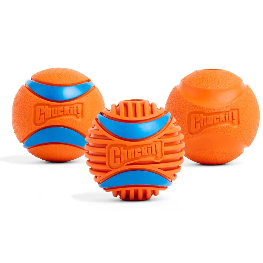 ¡Chuckit! Pelotas de goma Fetch Medley para perros, juguete para perros, tamaño mediano de 2.5 pulgadas para mascotas de 20-60 lb, paquete de 3, surtido.