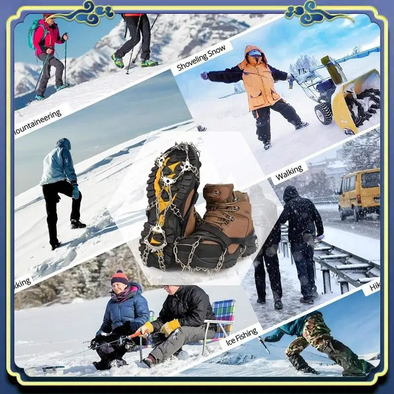 

Latest 28-Tooth 201 Stainless Steel Outdoor Ice And Snow Anti-Skid Claws Welded Anti-Skid Shoe Covers With Ice Grippers