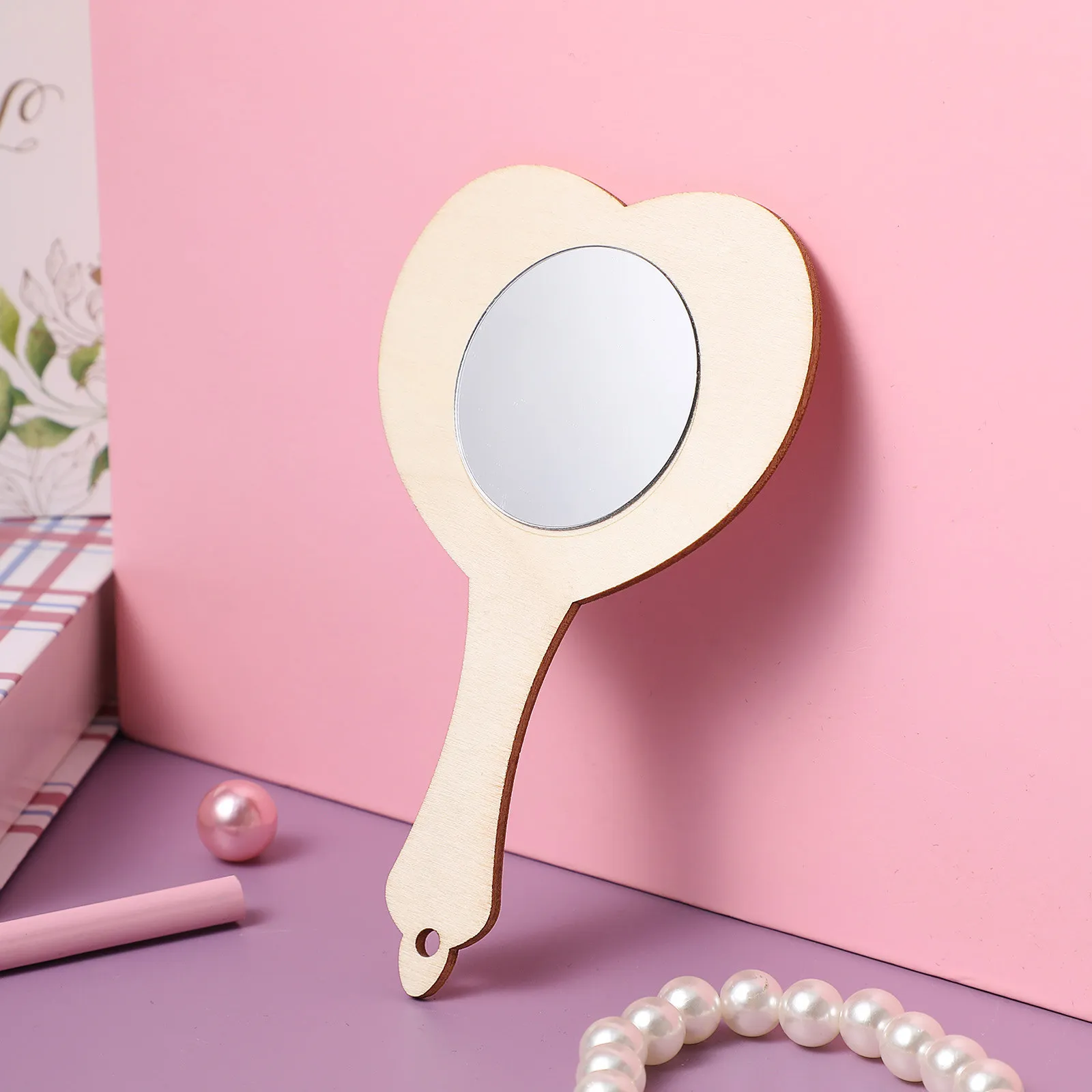 

18 шт. деревянных мини-зеркал, неокрашенные, для детского творчества, рисования, декорирования кристаллами, маленькие ручные зеркала