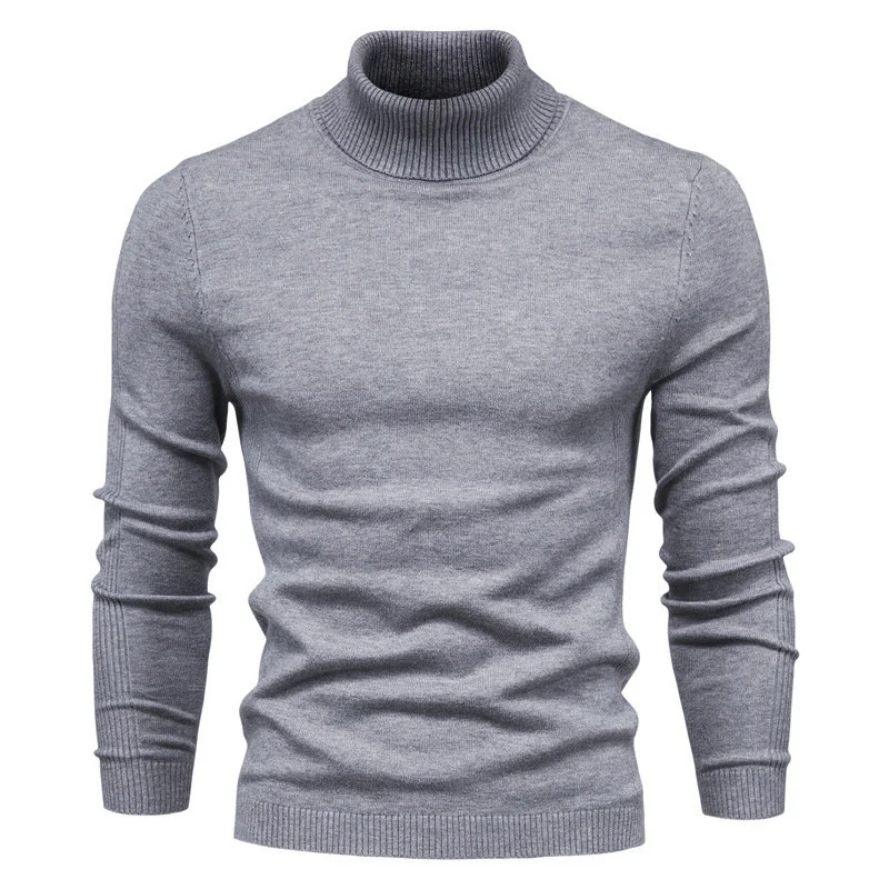 Sweater pria rajut hangat, pakaian Atasan Pria pullover rajut, Slim Fit ramping hangat, rajut warna Solid, Sweater kasual pria tebal Turtleneck musim dingin 2024