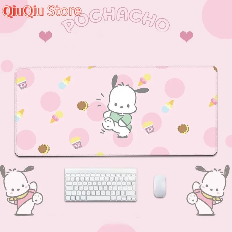 Kawaii Sanrio Pochacco Mouse Pad Tepi Meja Tebal Bantalan Anti Selip Dapat Dicuci Rajutan Rapat Tersedia Berbagai Ukuran