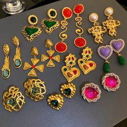 ladies vintage baroque earrings women's fashion crystal gold earrings