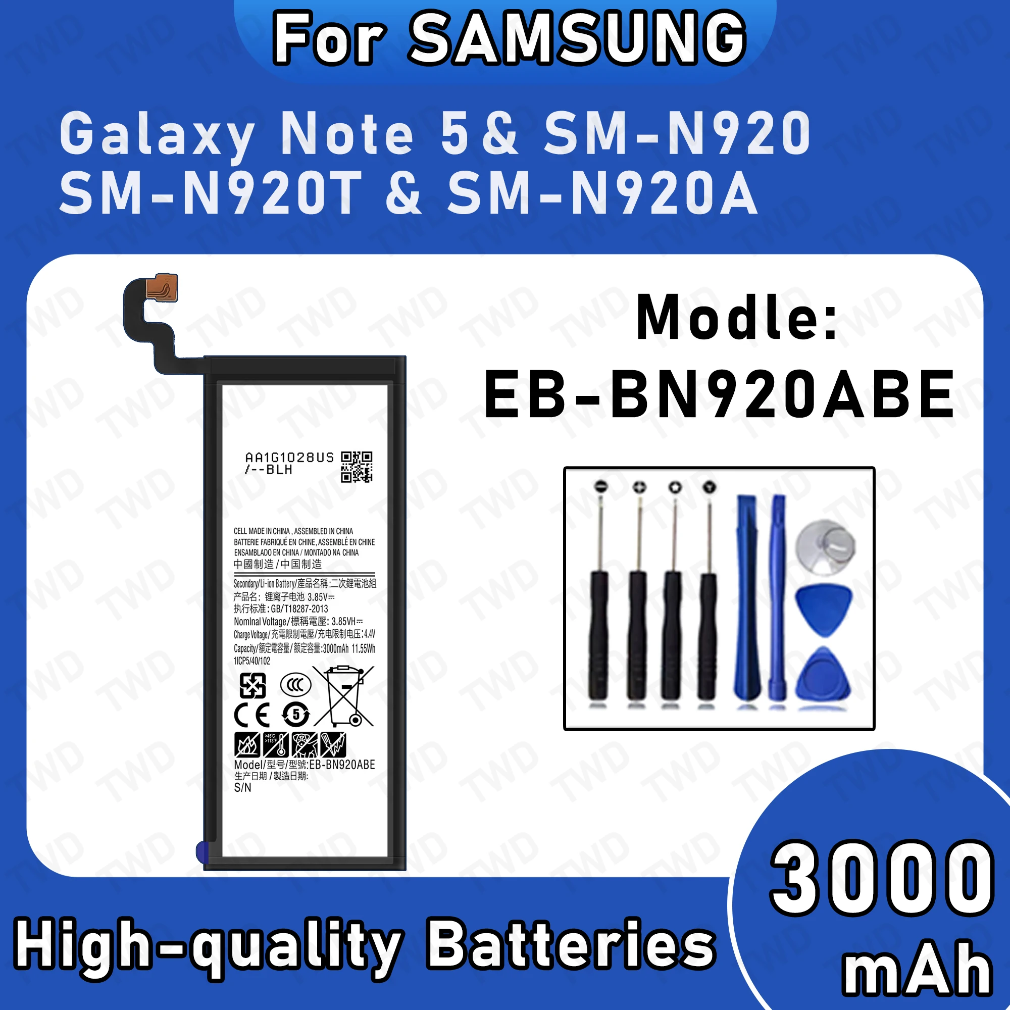 EB-BN920ABE 3000mAh Large capacity Battery For Samaung Galaxy Note 5 Batteries New High Quanlity+Free Tools