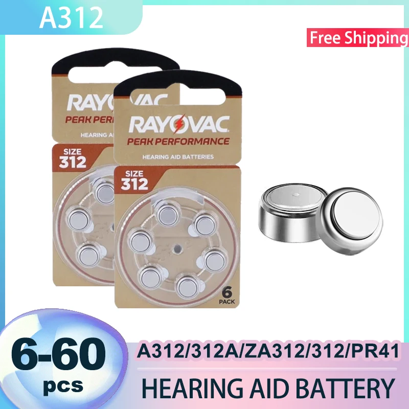 

High Capacity Rayovac PEAK 312A A312 PR41 1.45V Hearing Aid Battery 6-60PCS for All Hearing Aids