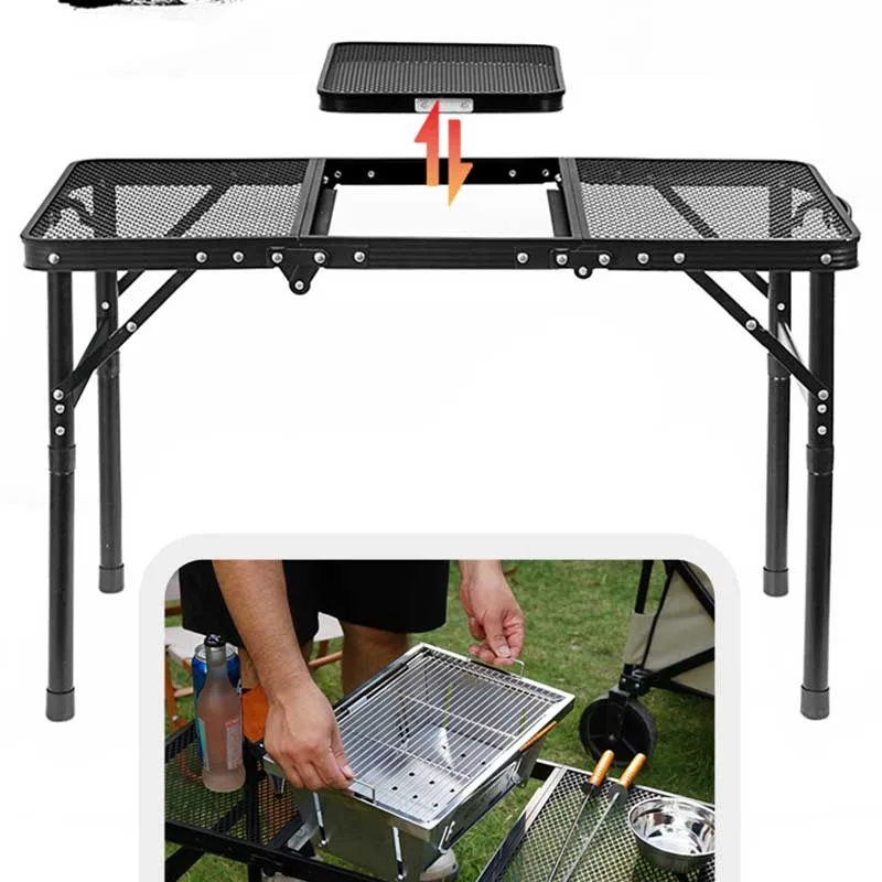 Outdoor IGT Folding Table Camping Ultralight Picnic Barbecue Table Self-driving Tour Car Lift Grid Table