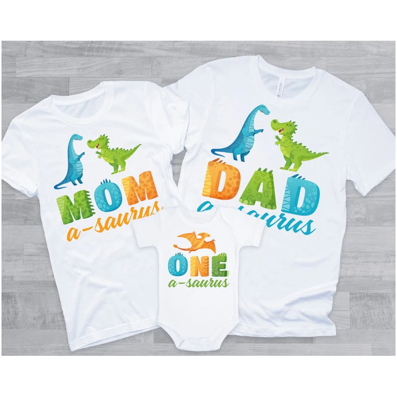 

Birthday T-shirt Dinosaur 1st Birthday Matching Family Shirts - Dino 1st Birthday Boy T Shirt Mommy Saurus Daddy Saurus Nana