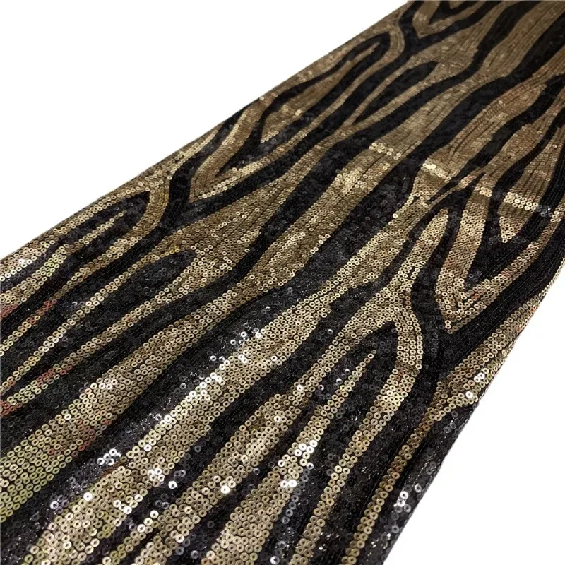 Leopard Print Embroidery Mesh Sequin Fabric French Tulle Zebra Lace Fabrics African Nigerian Fabric for Clothing Christmas Decor