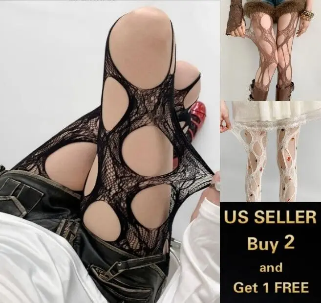 

Woman's Ripped Tights Lace Fishnet Hollow Out See-through Tights Under Pants