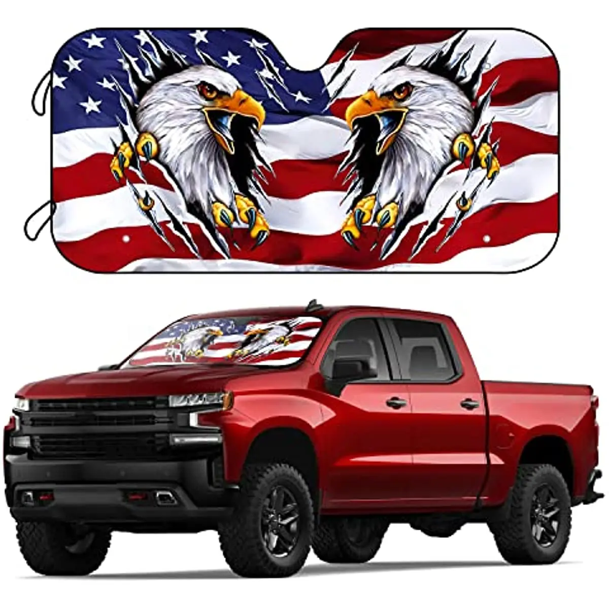 Personality American Flag Eagle Car Windshield Sunshade Foldable Sun Shade Blocks UV Rays Keep Your Vehicle Cool Fit Most Cars S